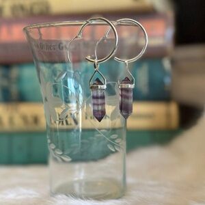 Sterling Silver Fluorite Hoop Earrings